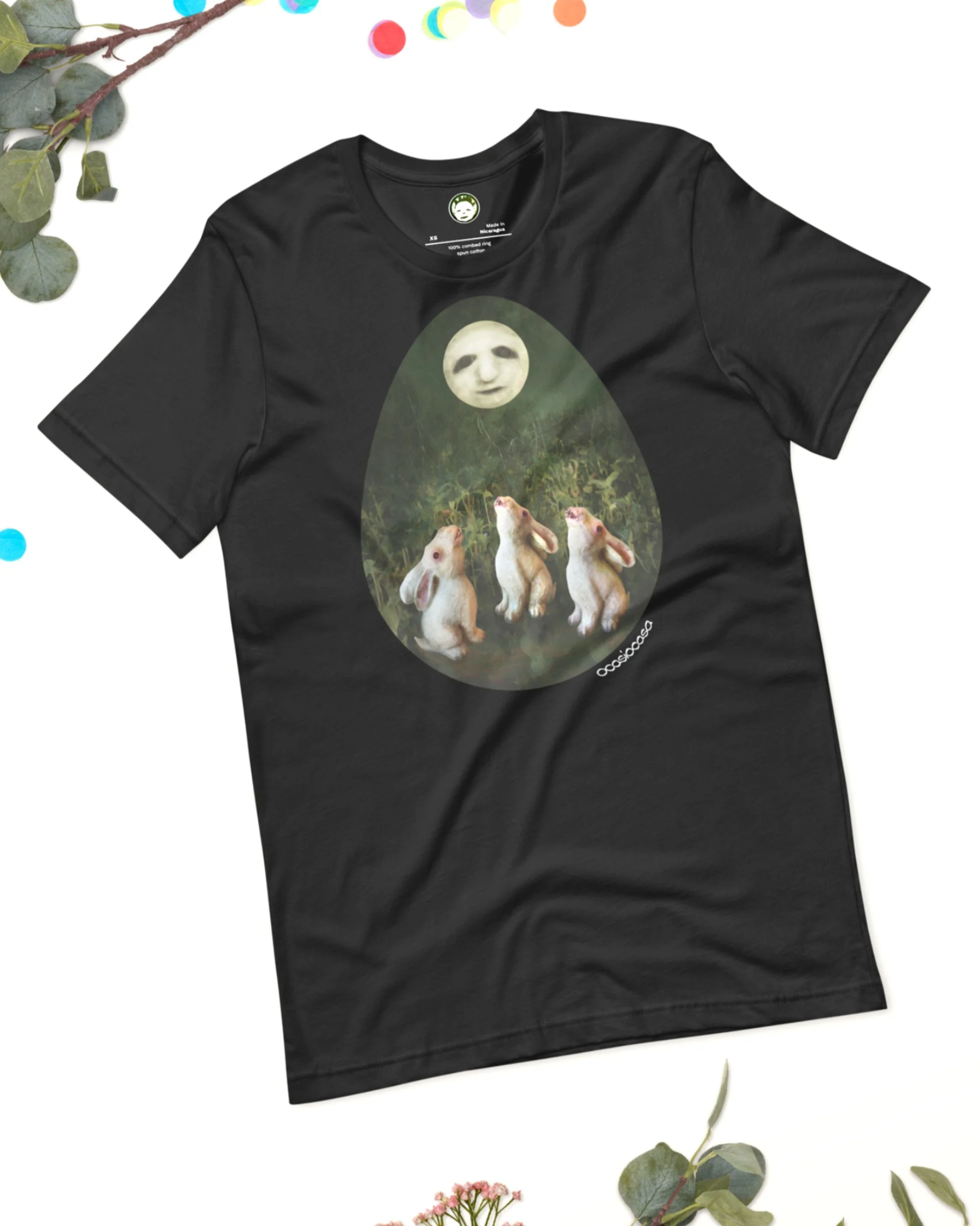 rabbit howls dark grey unisex t shirt 2.jpg