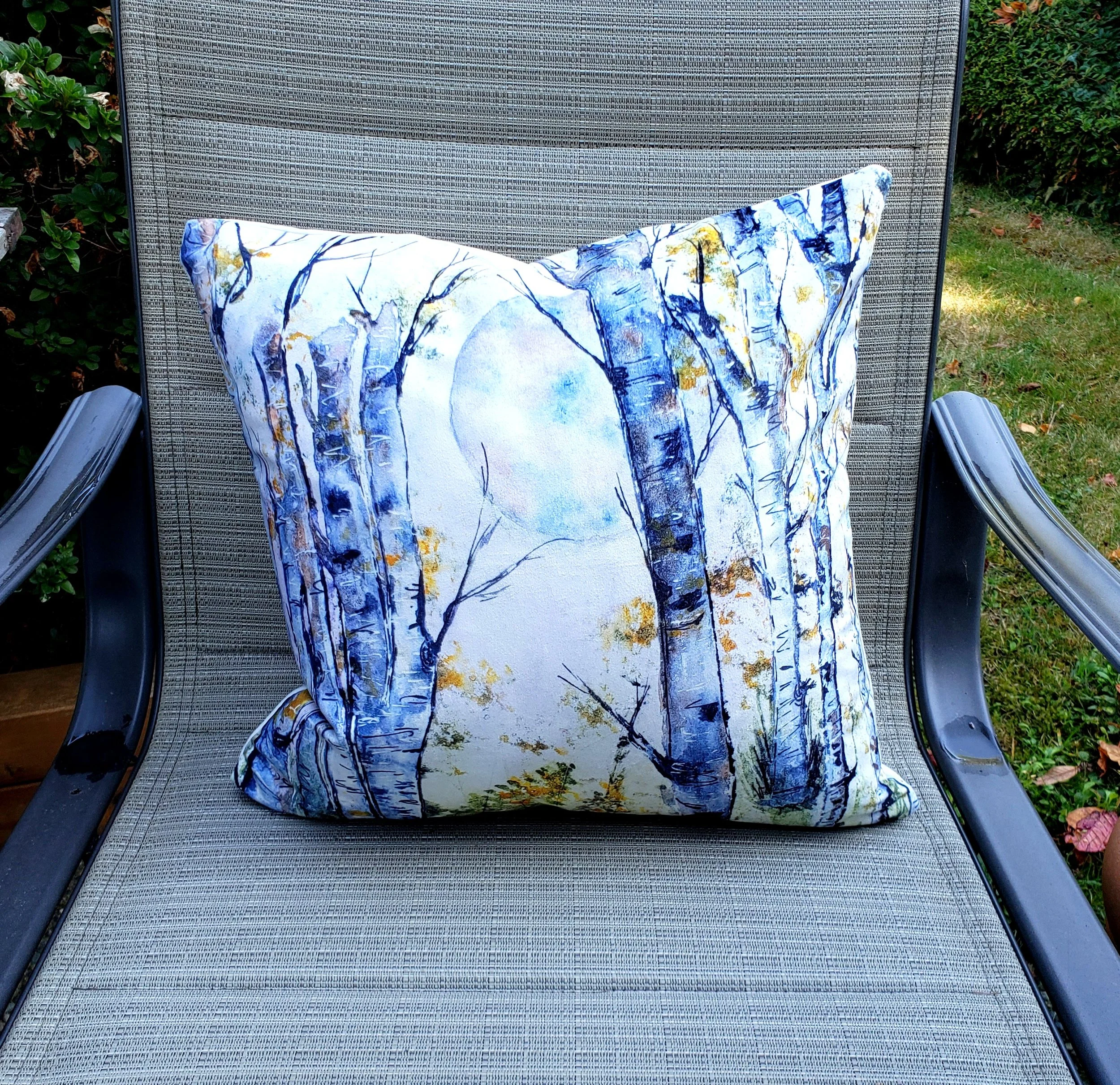 Birch and Moon Pillow Cover