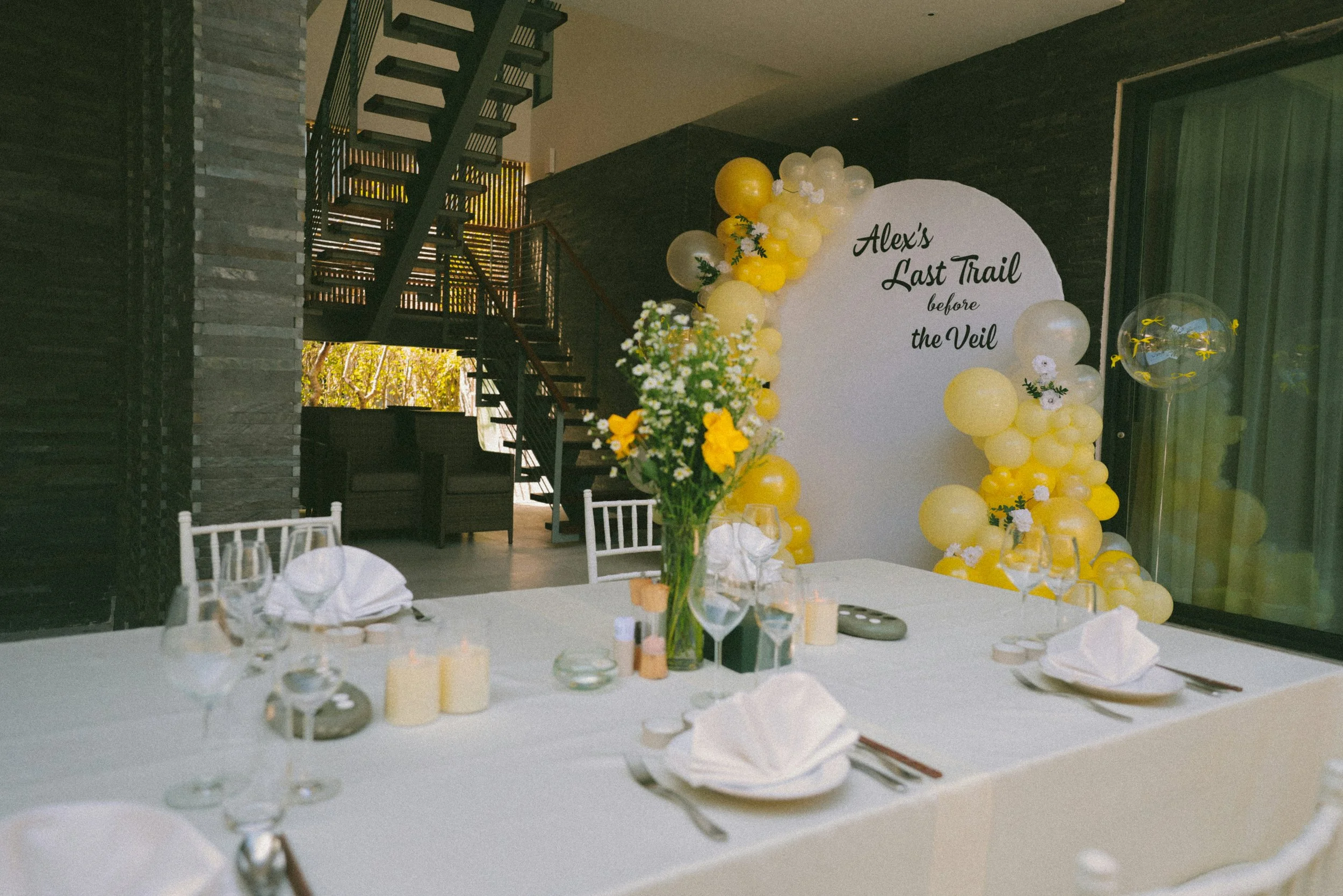 Bachelorette dinner setup