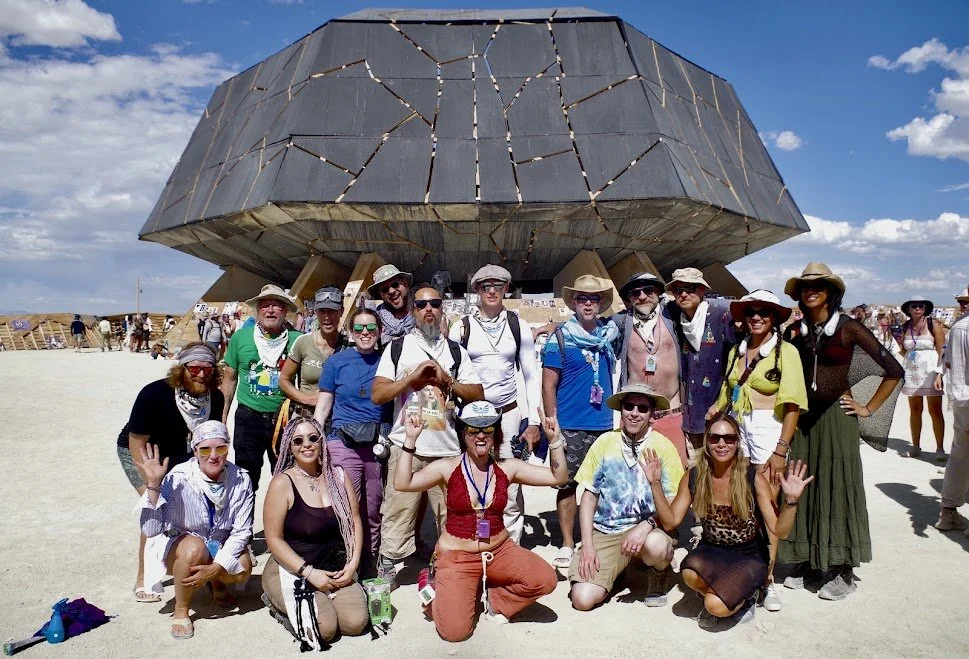 Temple Guardians standing in front of the Temple of the Deep by Miguel Arraiz at Burning Man. Photo credit Tom McWhorter