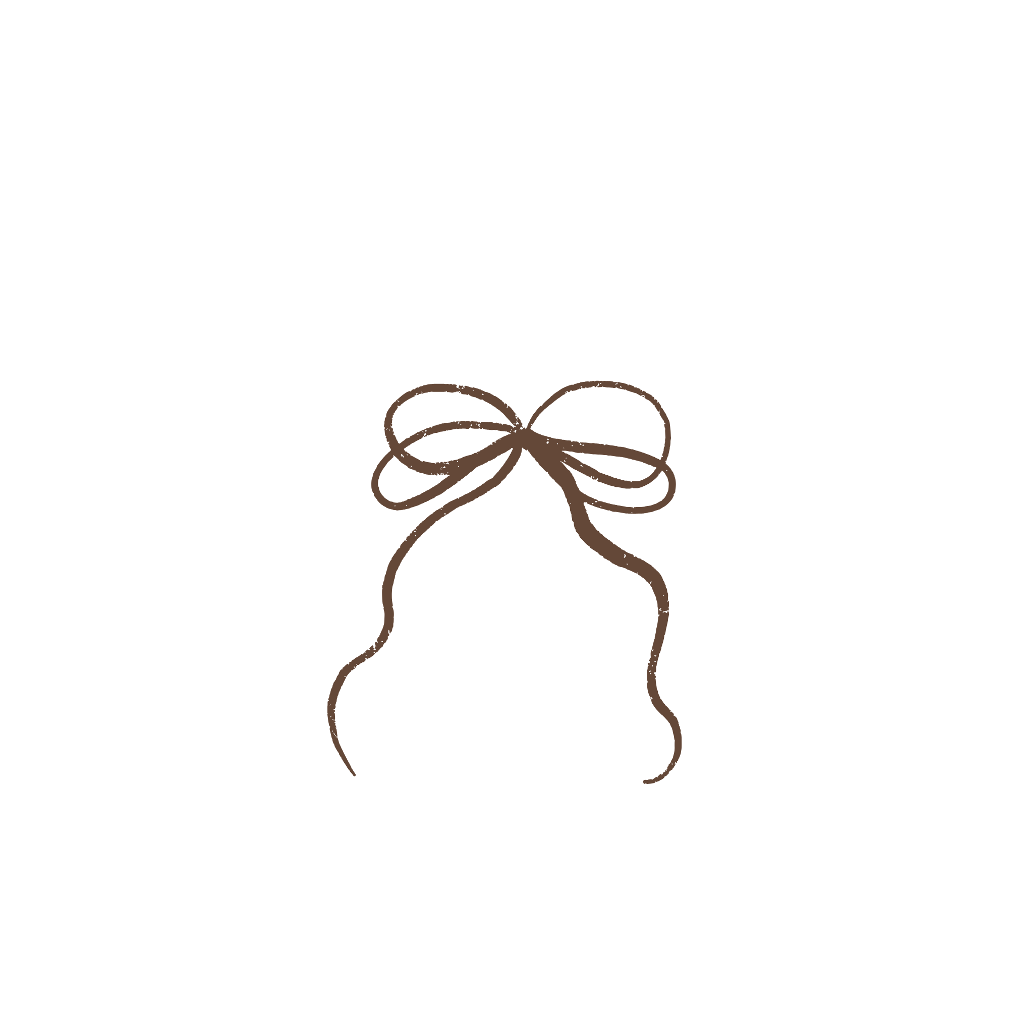 A simple illustration of a brown ribbon tied into a bow with long, flowing tails on a black background.