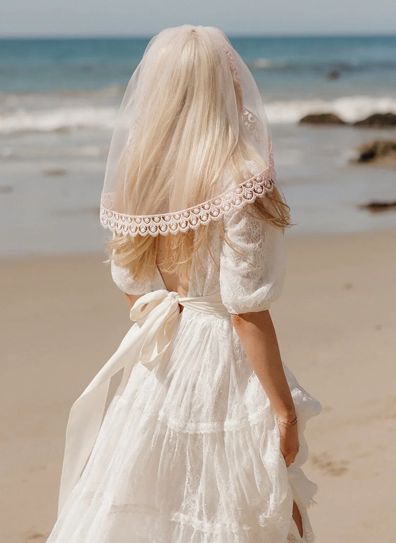 Pale pink French tulle veil