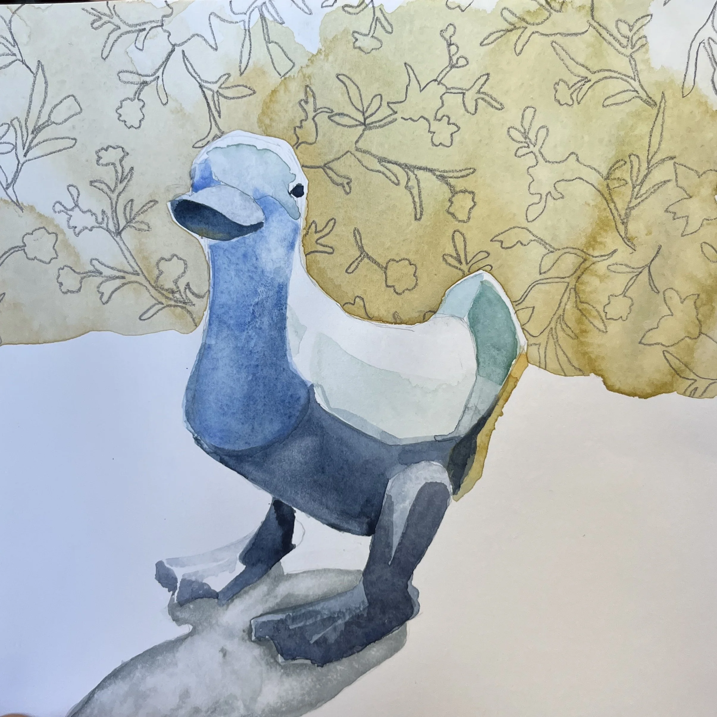 Duckling, 8 x 8, Watercolor on BFK Reeves