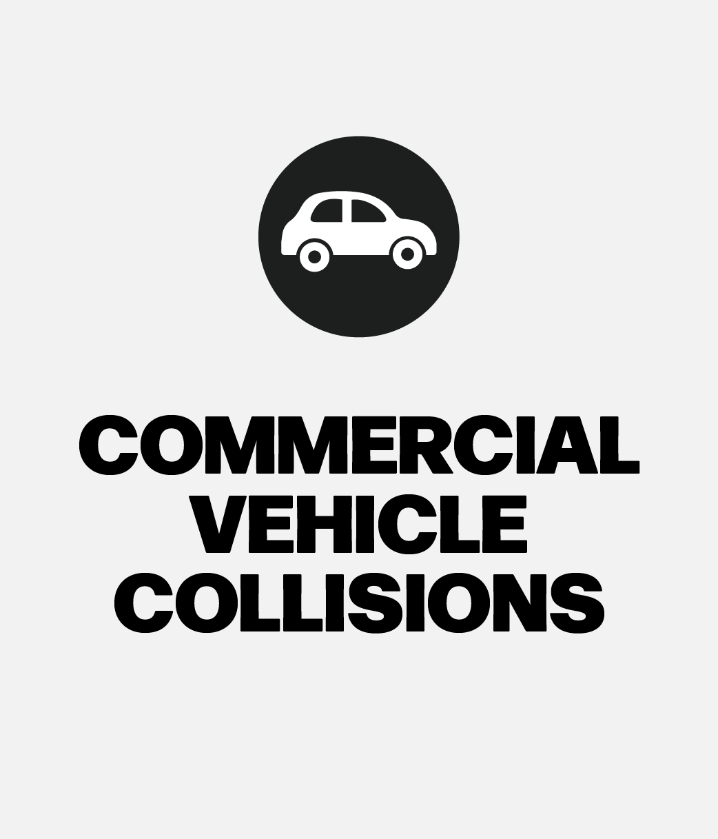 Sign with a car icon and the text 'Commercial Vehicle Collisions for The J. Bock Firm website.