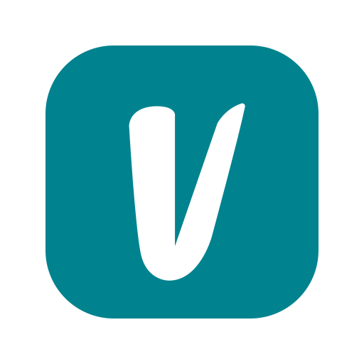 White letter 'V' on a teal rounded square background.