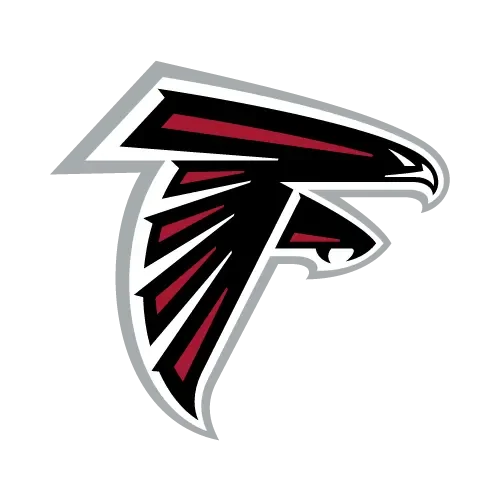 Atlanta Falcons NFL team logo featuring a stylized black, red, and white falcon head.