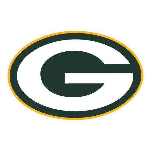 Green and gold Green Bay Packers logo with a large letter G in the center.