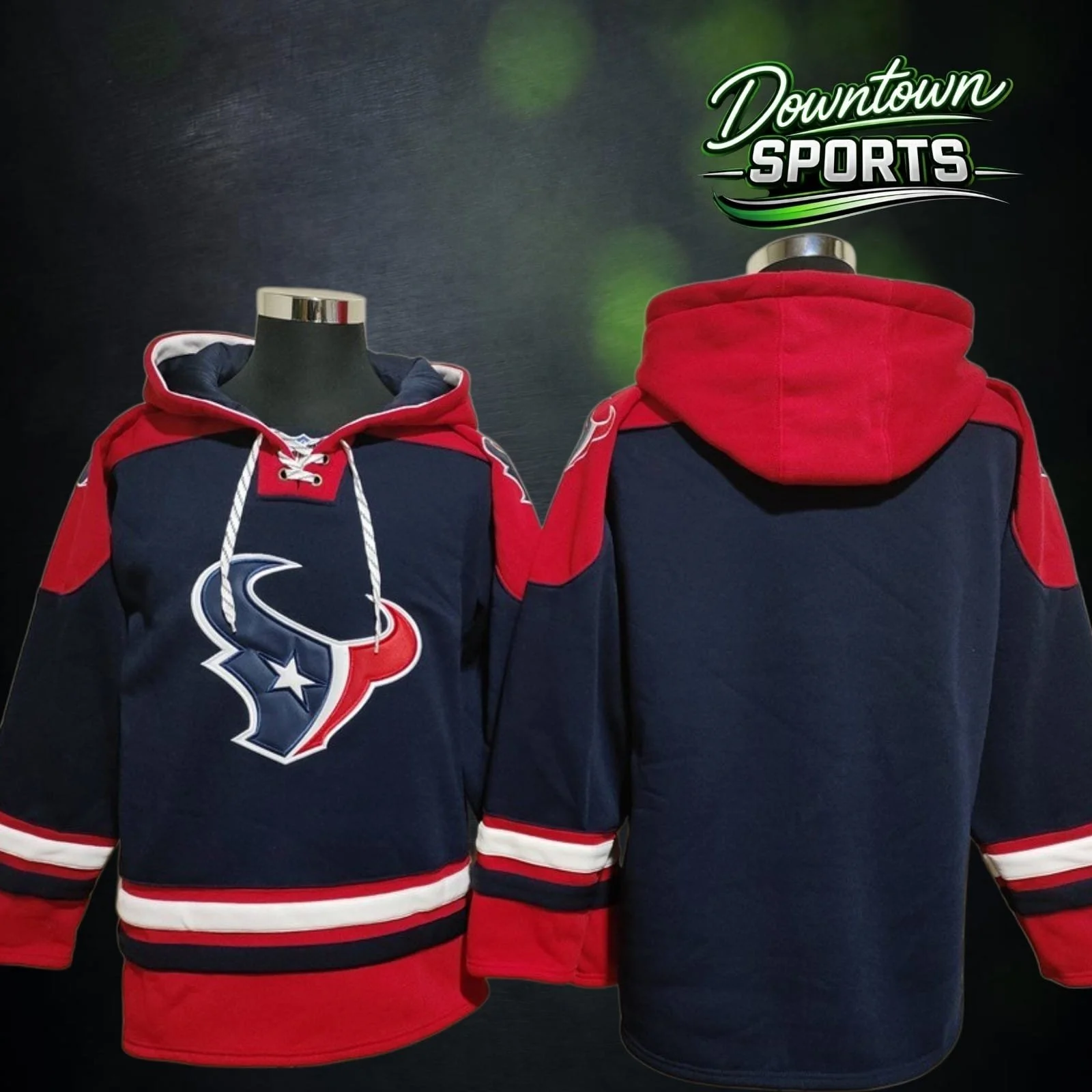 Customised Houston Texans 47 Brand NFL x NHL Crossover Hockey Hoodie