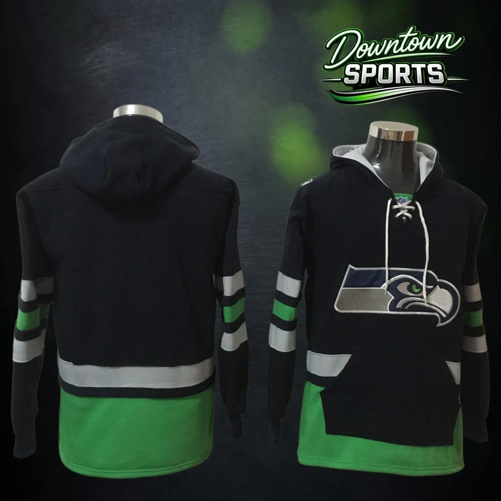 Customised Seattle Seahawks 47 Brand NFL x NHL Crossover Hockey Hoodie