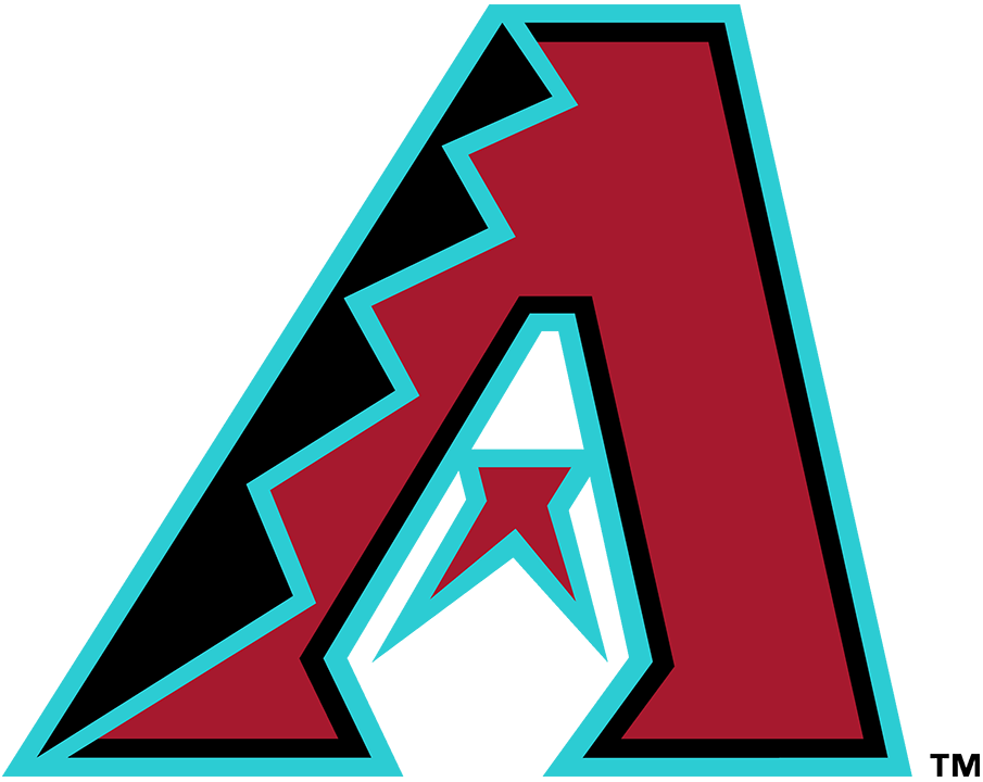 Stylized letter A with black, red, and cyan colors, featuring a jagged stripe pattern along one side on a cyan background.
