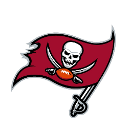 The Tampa Bay Buccaneers logo featuring a skull with crossed swords on a red flag.
