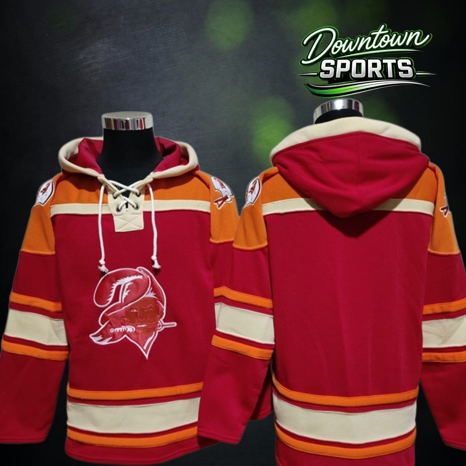 Customised Tampa Bay Buccaneers V3 47 Brand NFL x NHL Crossover Hockey Hoodie