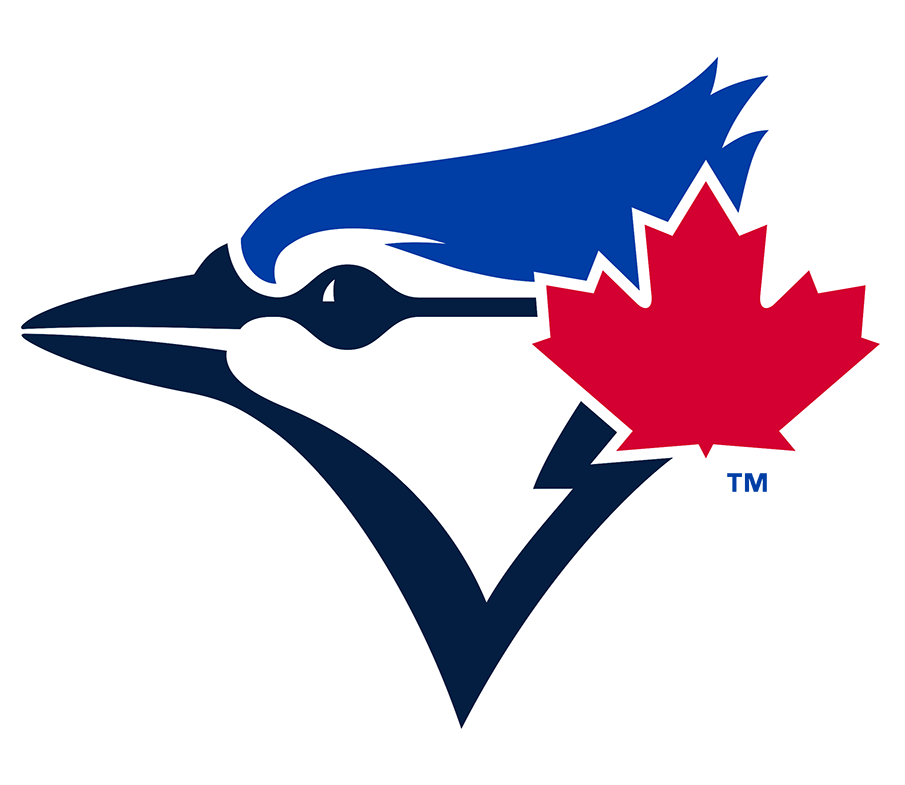 Toronto Blue Jays logo with a blue jay's head and a red maple leaf.