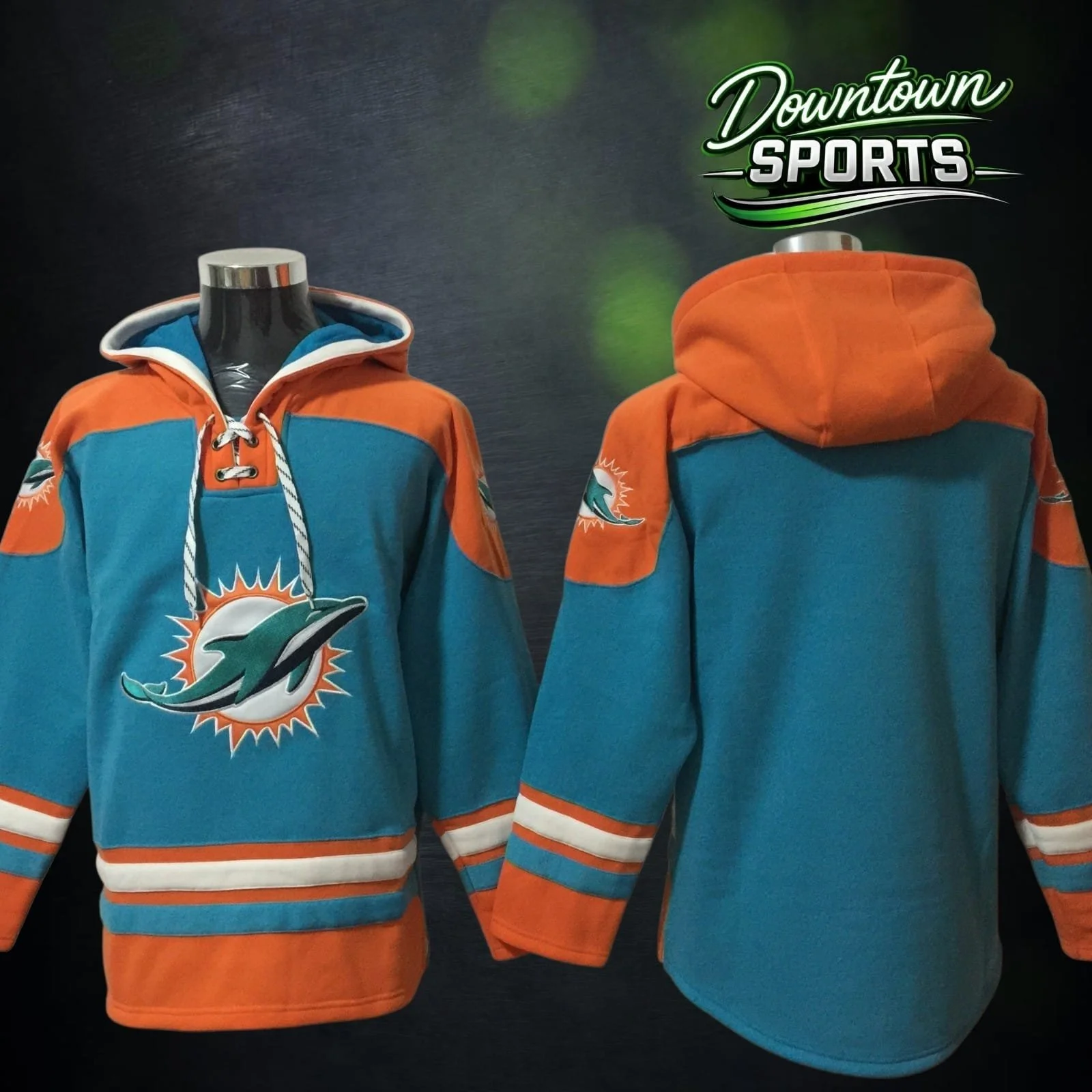 Miami Dolphins 47 Brand NFL x NHL Crossover Hockey Hoodie