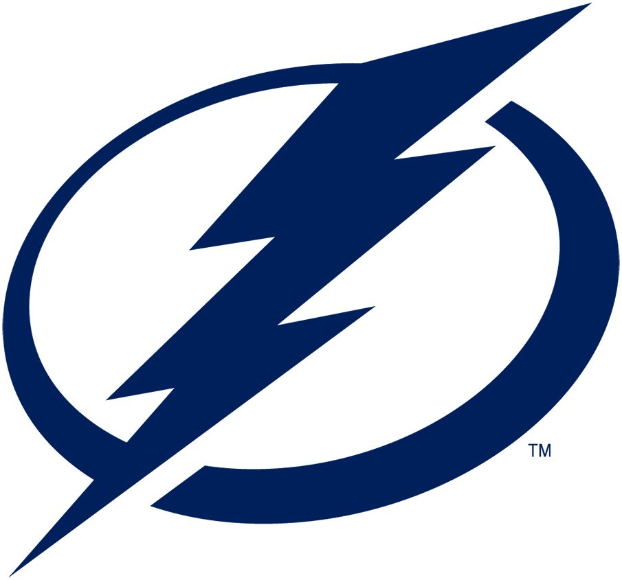 A navy blue lightning bolt inside a circle, representing the Tampa Bay Lightning logo.