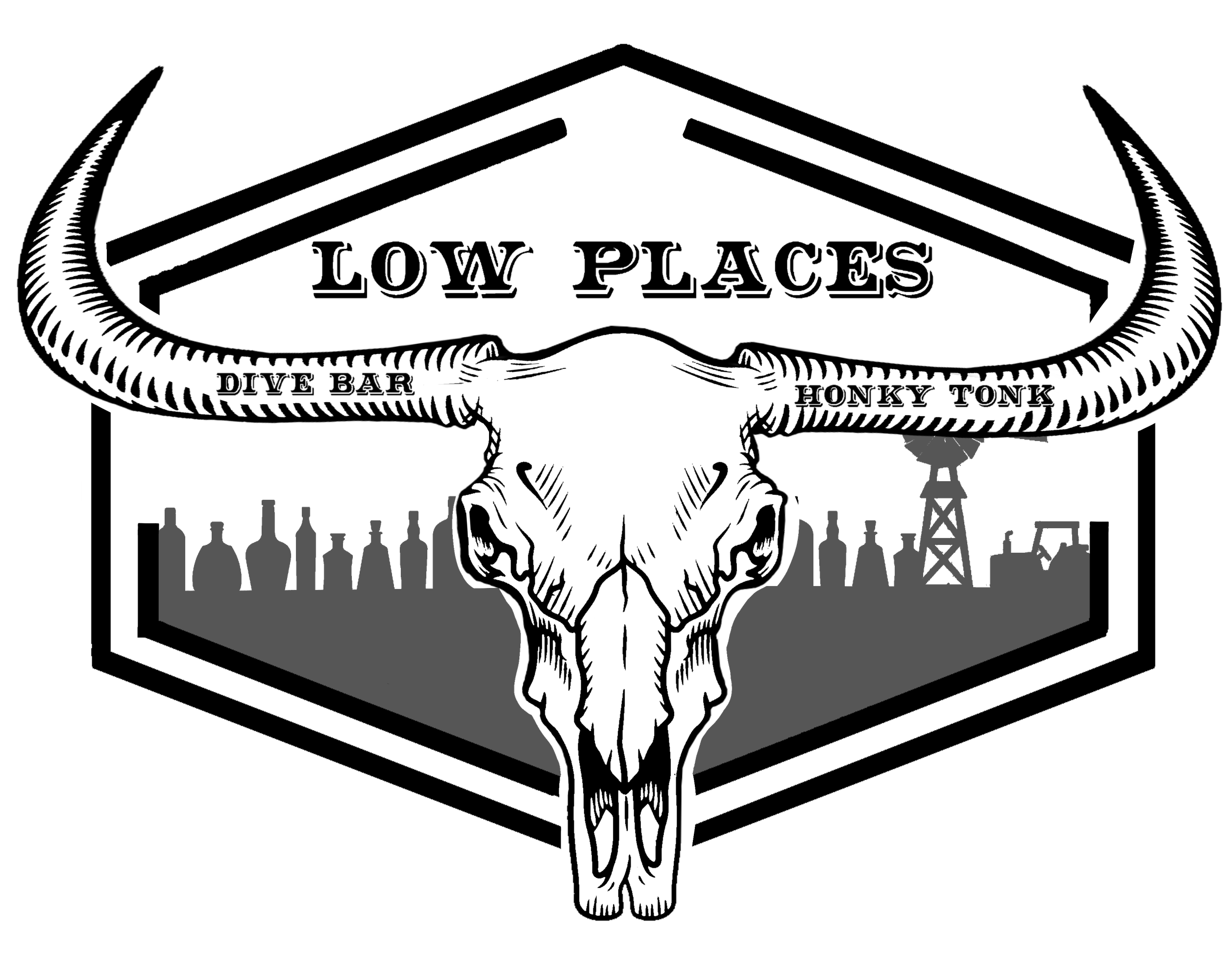 Silhouette of a factory with smokestacks and an oil rig against a dark sky.