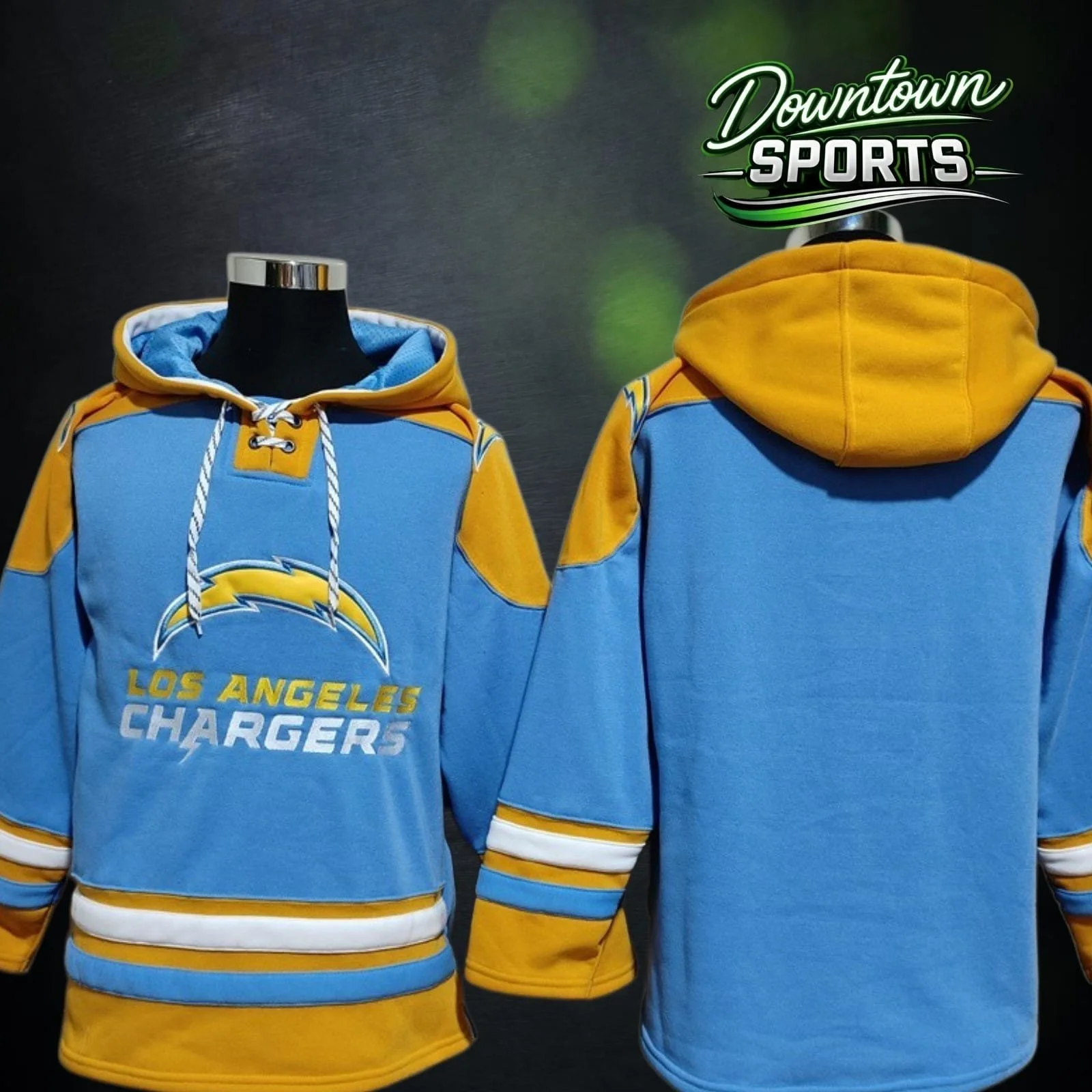 Customised Los Angeles Chargers 47 Brand NFL x NHL Crossover Hockey Hoodie