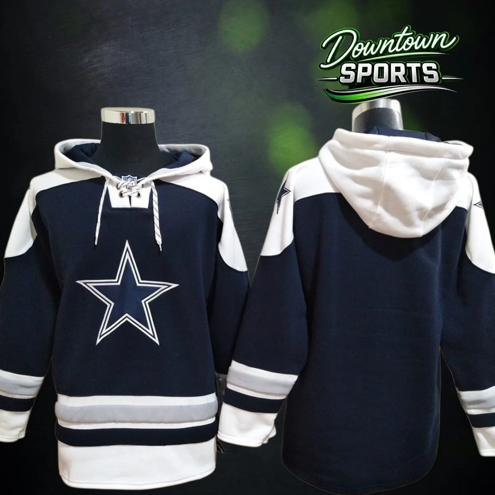 Customised Dallas Cowboys 47 Brand NFL x NHL Crossover Hockey Hoodie