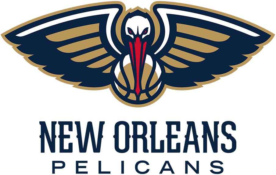 The New Orleans Pelicans logo featuring a stylized pelican with outstretched wings, with the text "New Orleans Pelicans" below.