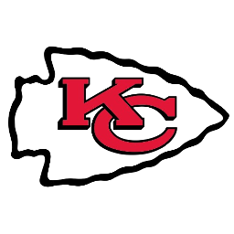 Kansas City Chiefs logo inside a football-shaped outline.