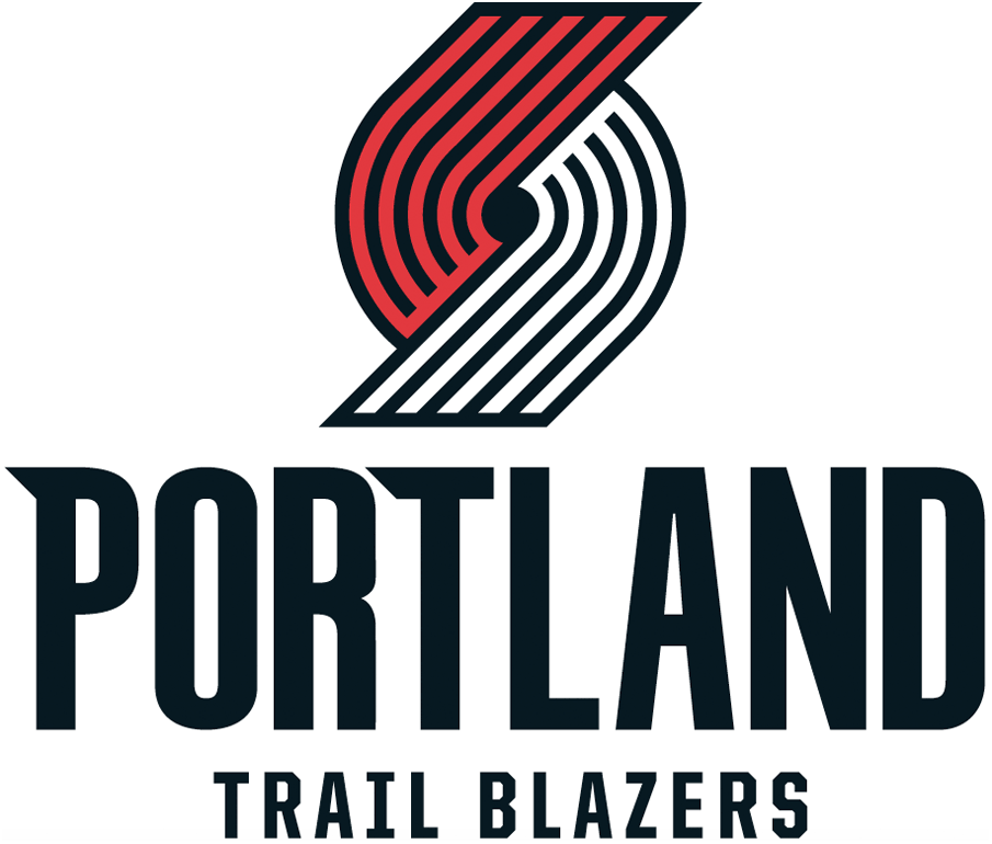 Portland Trail Blazers logo with a stylized red and white letter 'S' above the team name.
