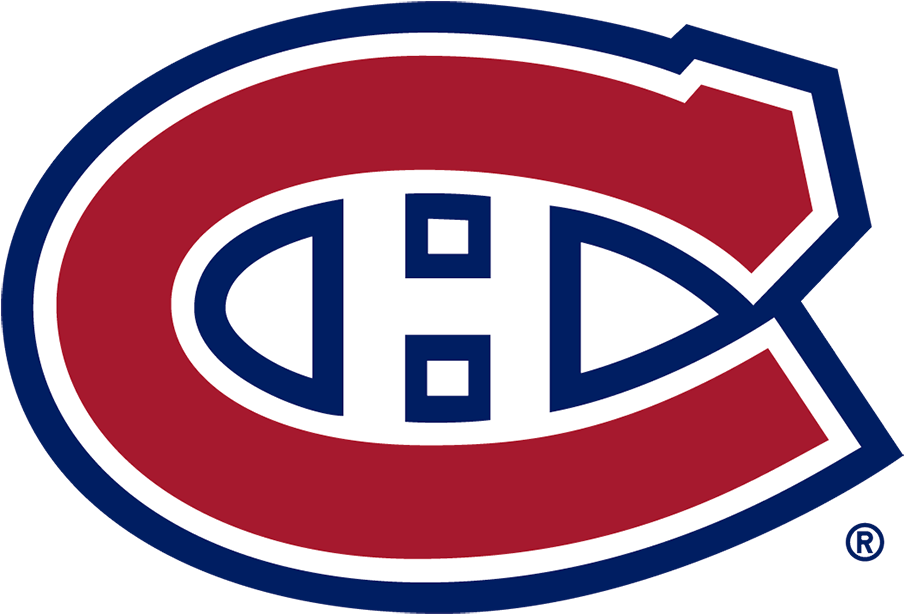 Montreal Canadiens logo with a red, white, and blue color scheme, featuring a stylized 'C' with an 'H' in the center.