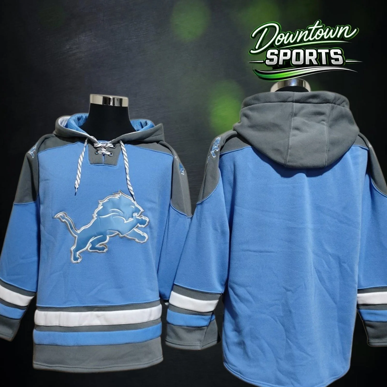 Customised Detroit Lions 47 Brand NFL x NHL Crossover Hockey Hoodie
