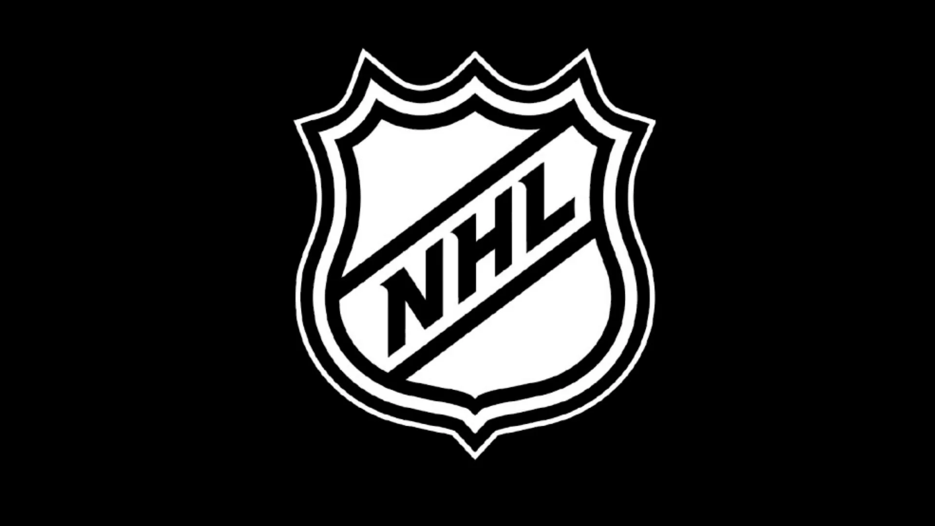 Black background with white NHL logo at the center.