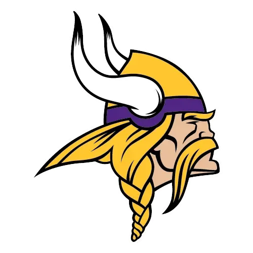 Illustration of a Viking character with a horned helmet and long blonde hair.