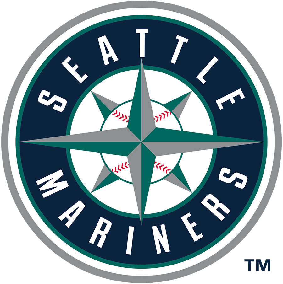 Seattle Mariners logo featuring a compass rose with the team's name in a circular band.