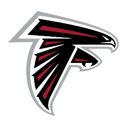 Atlanta Falcons logo, featuring a stylized black and red falcon head with a white outline.