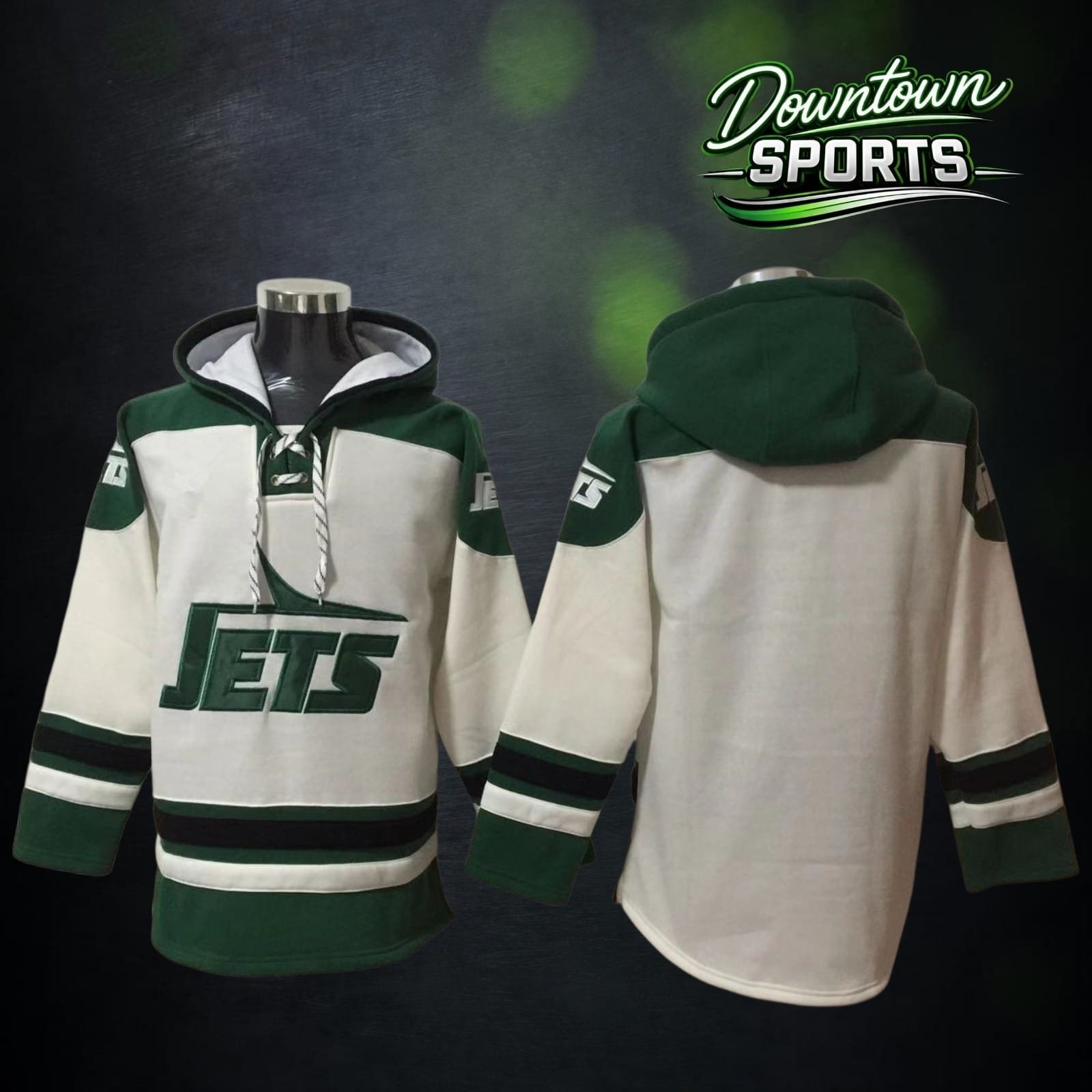New York Jets 47 Brand NFL x NHL Crossover Hockey Hoodie