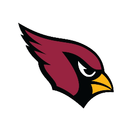 Arizona Cardinals football team logo with a cardinal bird head in maroon, white, black, and yellow colors.