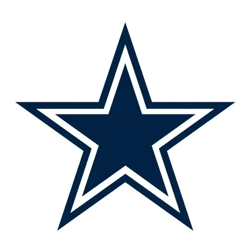 Dallas Cowboys logo with a dark blue star and white outline.