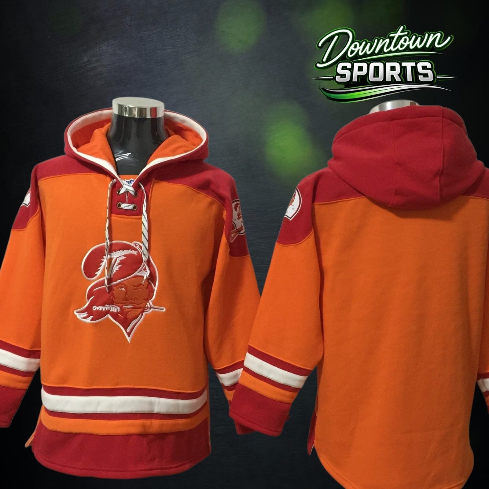 Customised Tampa Bay Buccaneers V2 47 Brand NFL x NHL Crossover Hockey Hoodie