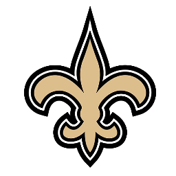 New Orleans Saints logo featuring a gold fleur-de-lis on a black background