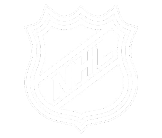 Black and white NHL logo featuring a shield with a diagonal stripe and the letters 'NHL' inside.