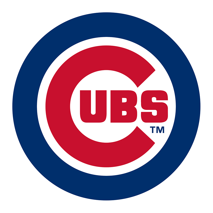 Chicago Cubs logo with a red 'C' surrounding the word 'UBS' in bold red letters, with a blue and white concentric circle background.