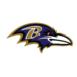 Baltimore Ravens logo featuring a stylized raven's head with a purple, black, and gold color scheme