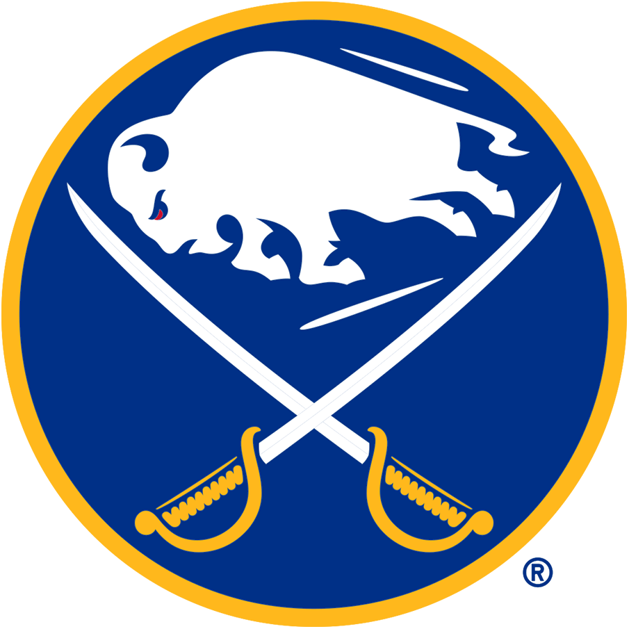 A circular logo featuring a buffalo head with crossed sabers underneath, wearing a blue and gold color scheme.
