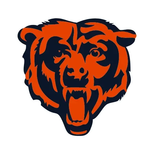 Illustration of a bear's head with its mouth open, colored in black and orange.
