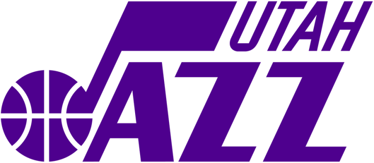 Logo of the Utah Jazz basketball team featuring a purple basketball and stylized purple lettering spelling 'Utah Jazz'.
