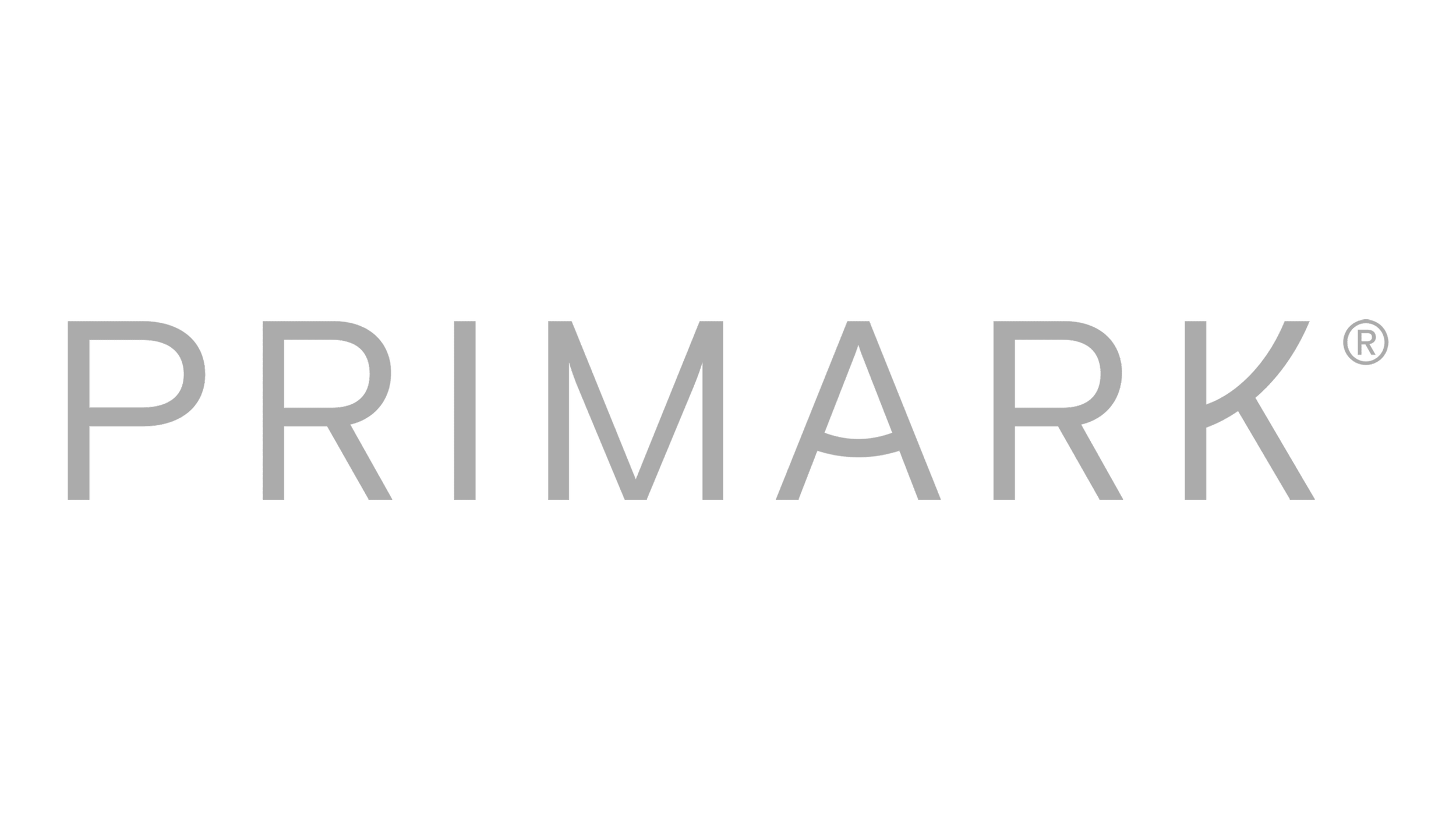 PRIMARK logo in gray text on a black background.