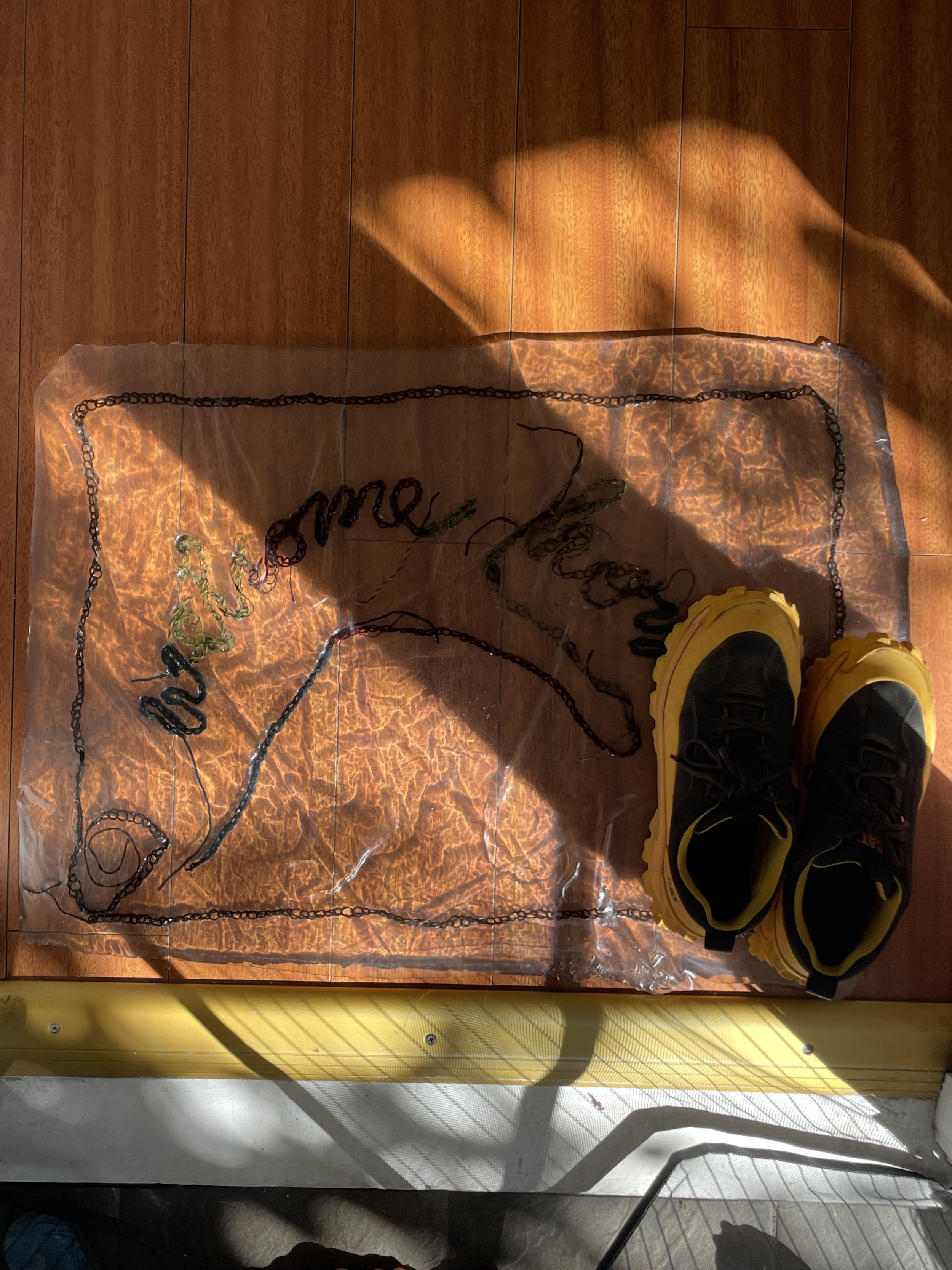 Welcome Home mat by Auntie Flew and Kendall Cleveland