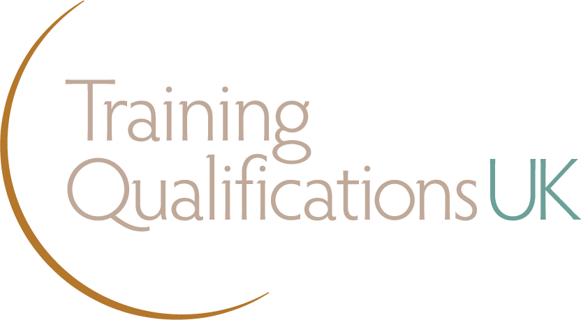 Logo for Training Qualifications UK including stylized text and a partial orange circle.