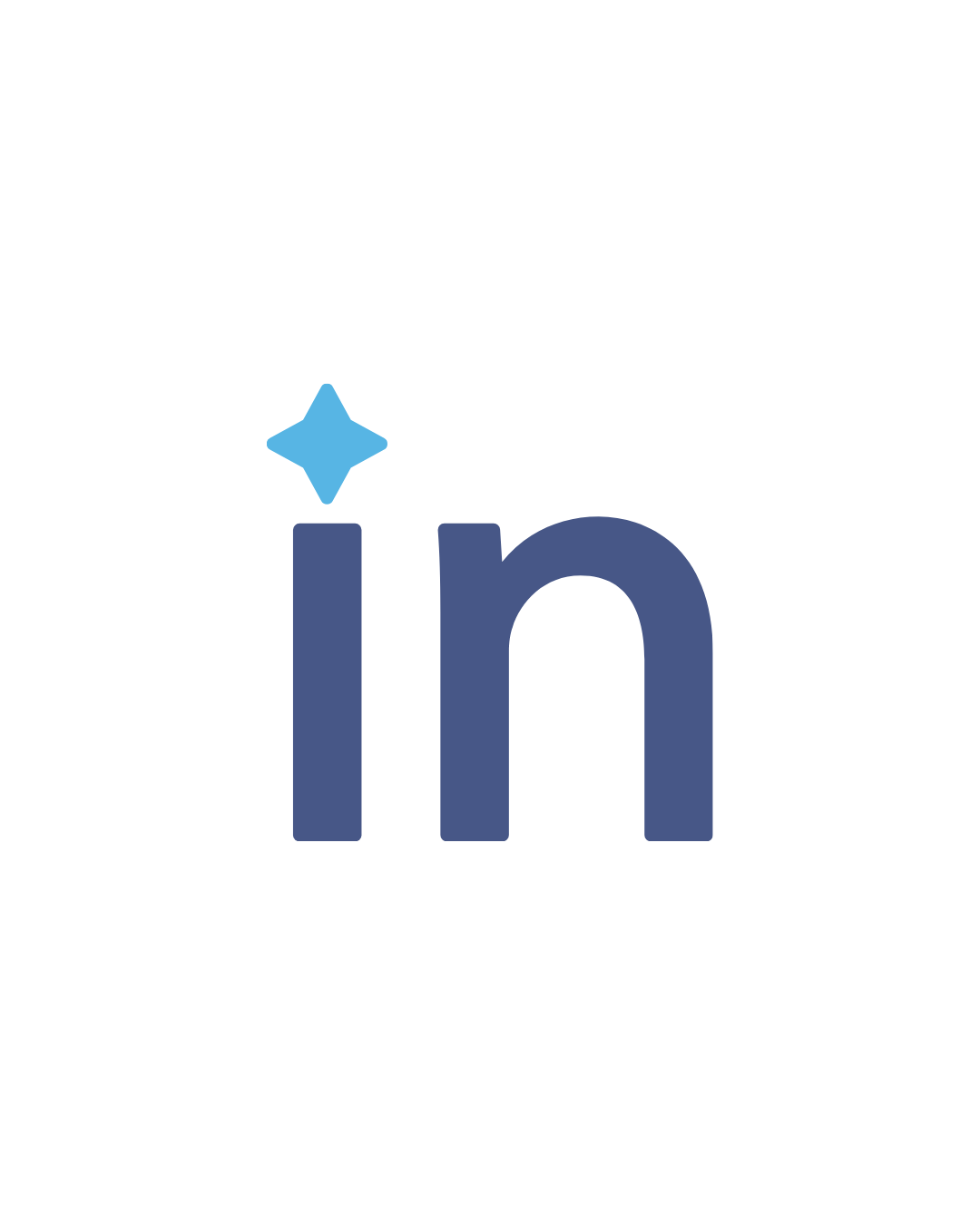 A graph with the word 'in' in large, blue letters, and a small blue star shape above the letter 'i', on a black background.