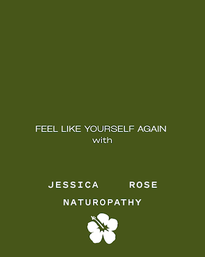 Book cover titled 'Feel Like Yourself Again' by Jessica Rose Naturopathy, with a green background and a white hibiscus flower at the bottom.
