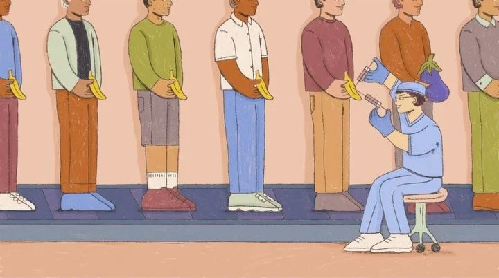 a bit different from my typical work- but thought i&rsquo;d share this piece i did for @slate titled &lsquo;Big Prick&rsquo; written by Nathaniel Moore. this article explores the willllldddd &amp; booming business of p3nis filler &amp; men under the 