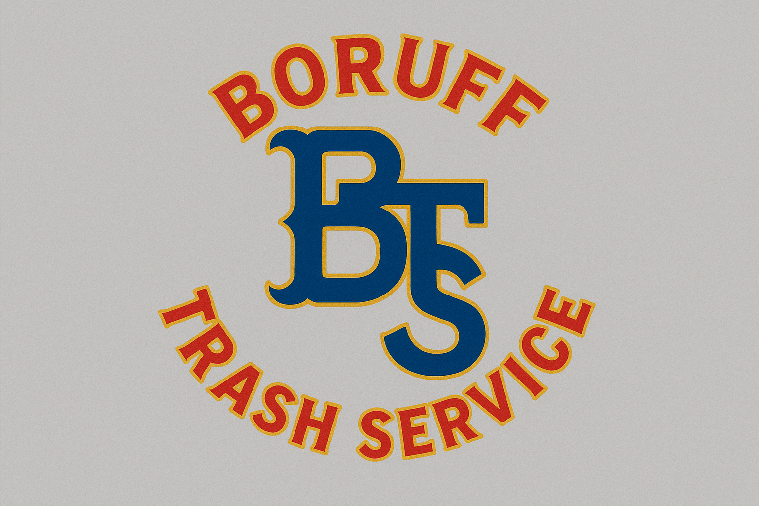 A logo with the text 'Boruff' at the top and 'Trash Service' at the bottom, surrounding a stylized blue letter 'B' and 'S' in the center.