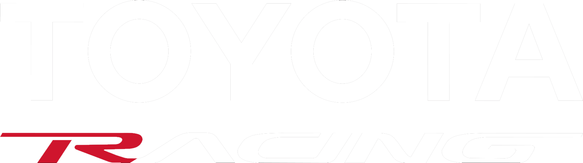 Toyota Racing logo with large white text and red and white stylized racing stripe.